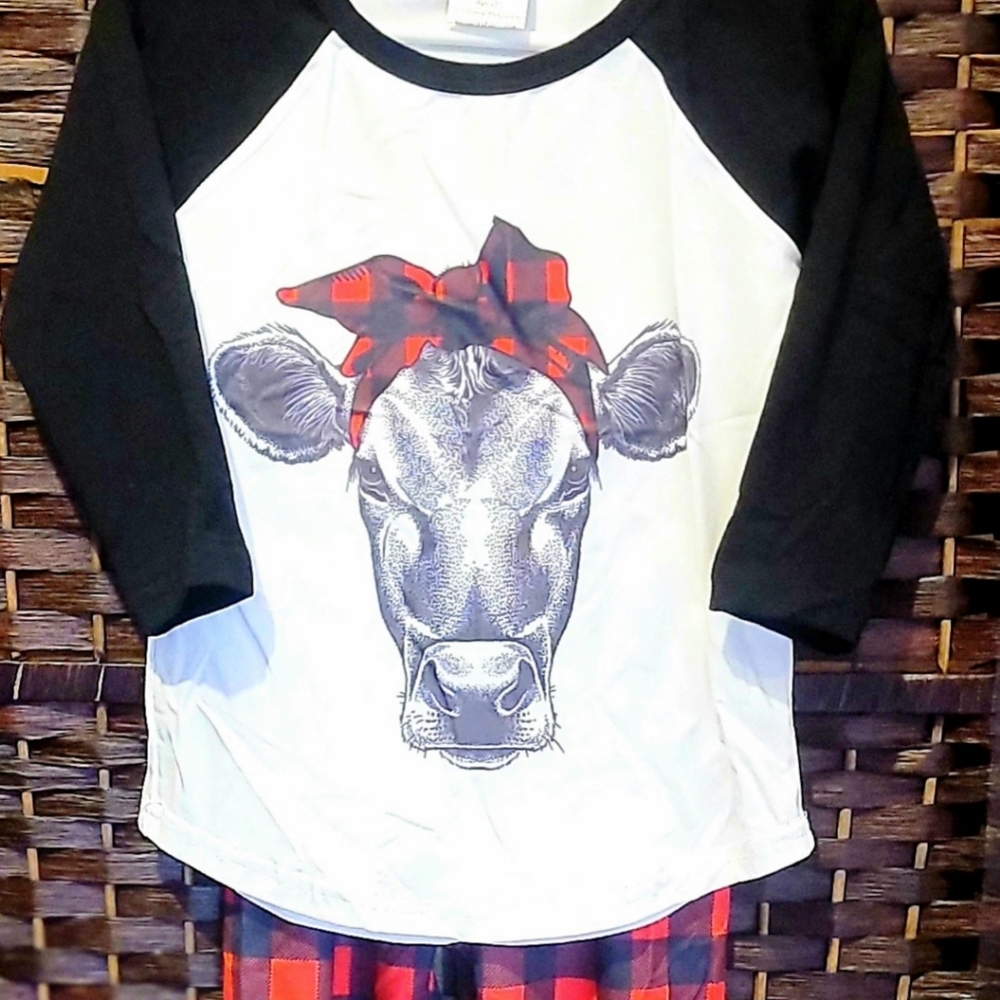 Cow Plaid Cross Leggings Set